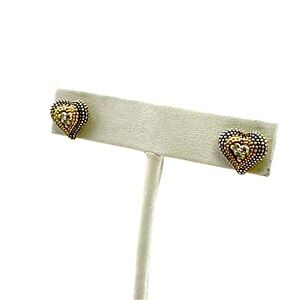 Lagos Caviar Silver, Gold , Diamond Heart Earrings